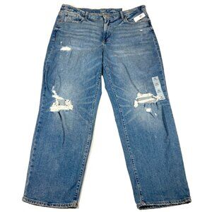 Old Navy Womens OG Loose High-Rise Jeans Size 18 18W L30 Distressed Look Denim